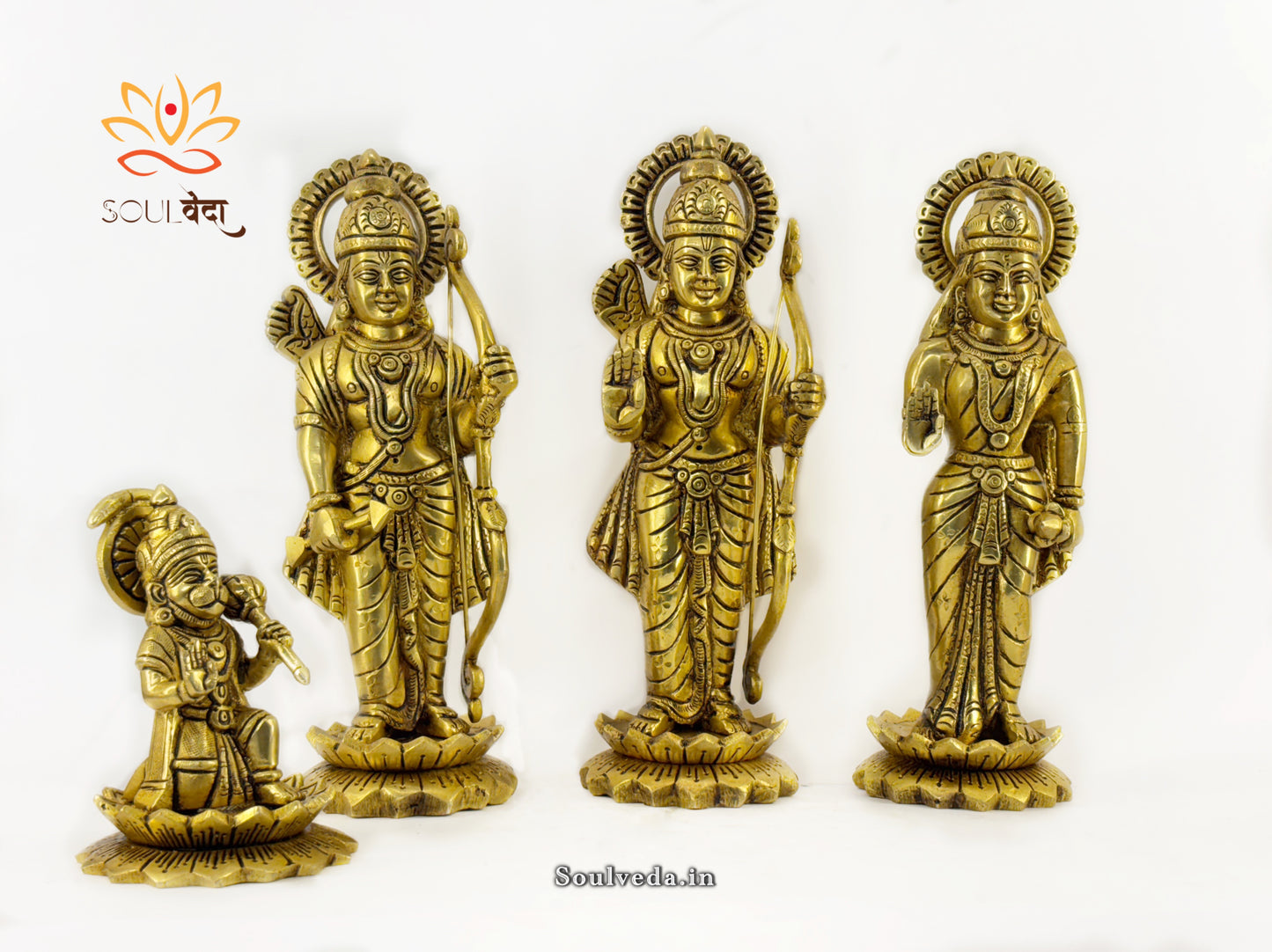 Handcrafted Brass Ram Darbar Idol – 9” Hindu God Statue | Lord Ram, Sita, Lakshman & Hanuman Murti (5kg)