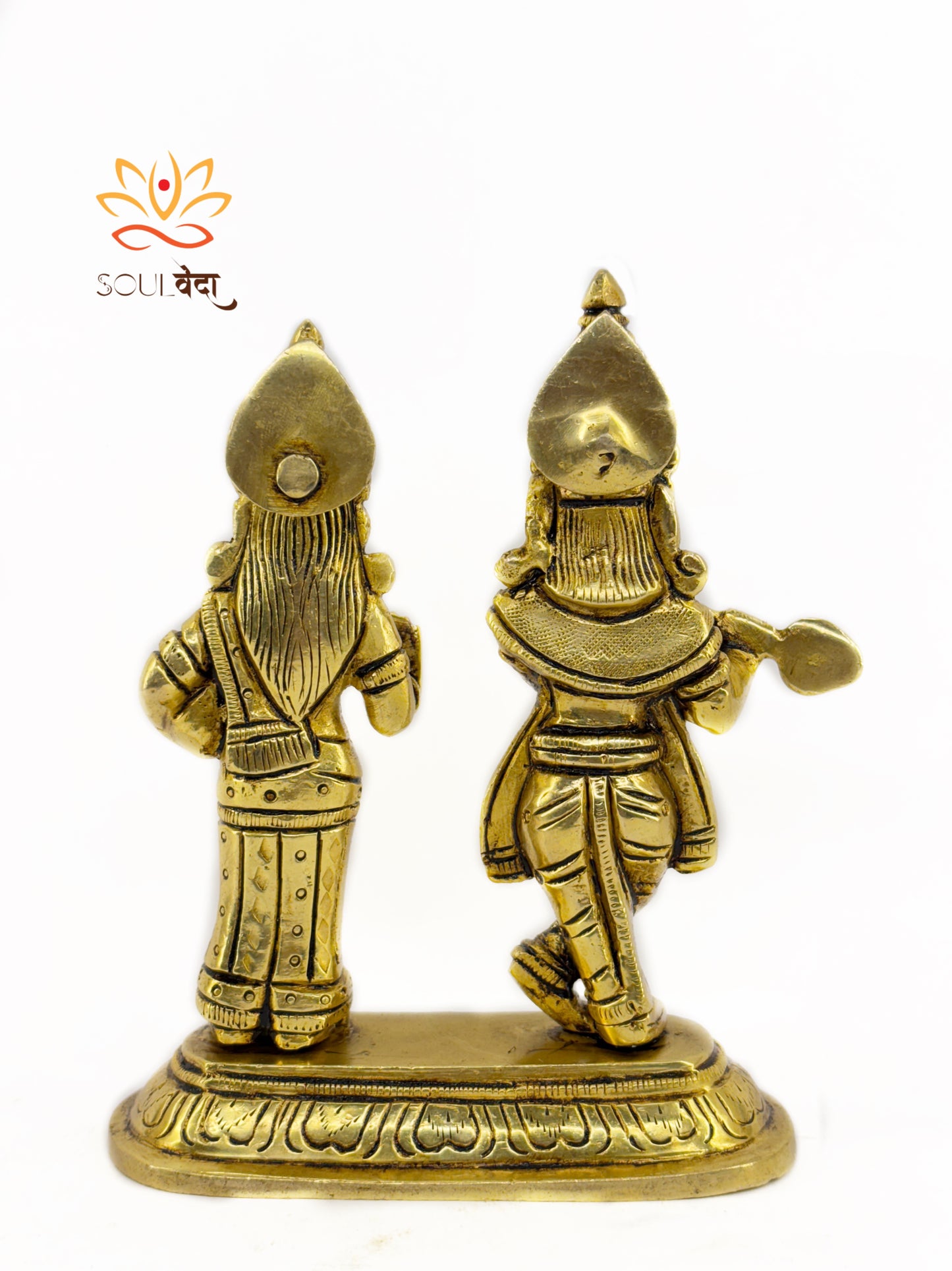 Brass Radha Krishna Idol – 5” Handcrafted Hindu God Statue | Small Radha Krishna Murti for Home Temple (700gm)