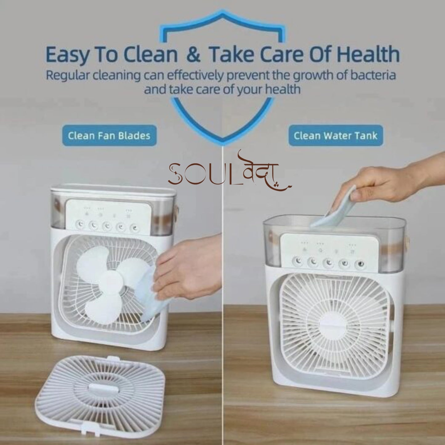 Portable Mini Air Cooler | 7-Color LED | Personal Cooling Fan