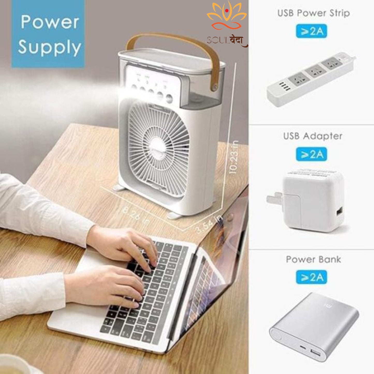 Portable Mini Air Cooler | 7-Color LED | Personal Cooling Fan