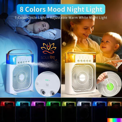 Portable Mini Air Cooler | 7-Color LED | Personal Cooling Fan