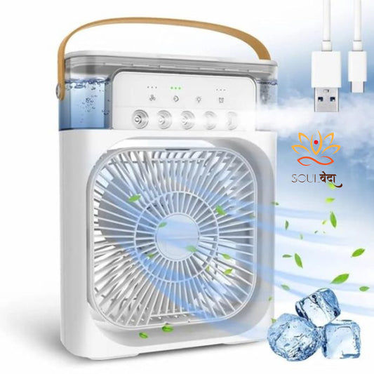 Portable Mini Air Cooler | 7-Color LED | Personal Cooling Fan